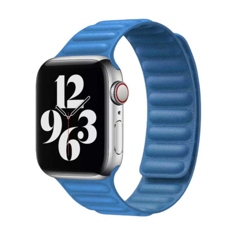 Кожаный ремешок на Apple Watch 38/40/41mm Leather Link Cape cod blue